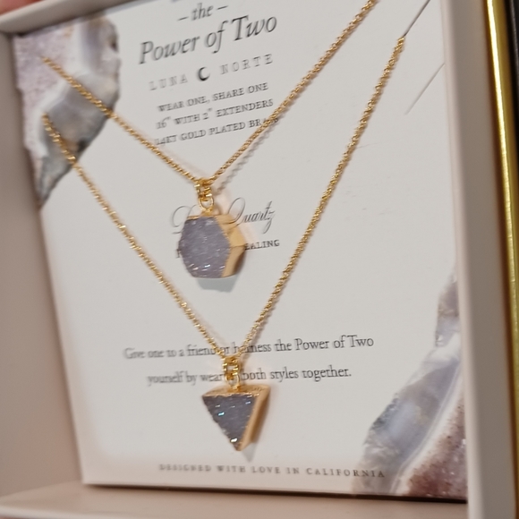 POWER OF TWO2 Luna Norte Gold plated Necklaces 1 DRUSY QUARTZ TRIANGLE SHAPE - Picture 5 of 8
